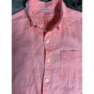 Tommy Bahama Men's 100% linen long sleeve Shirt pink size M Relax fits a Large
